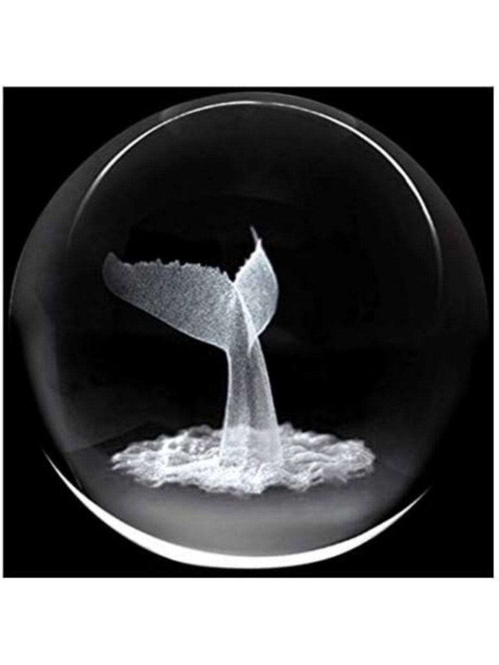 Crystal Glass Whale Tail Paperweight 3 Inch